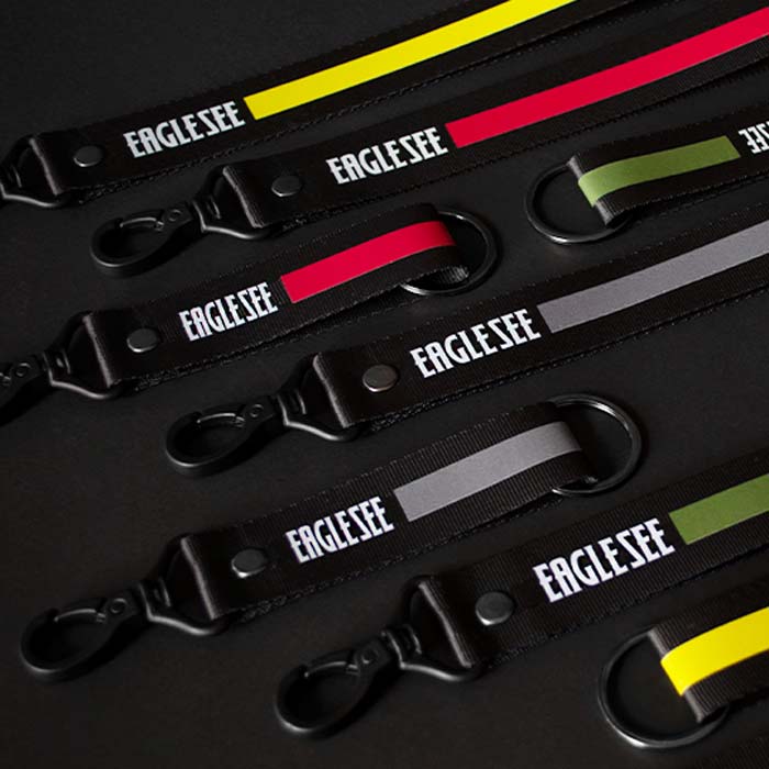 Medium Dark Grey Text Line Lanyard