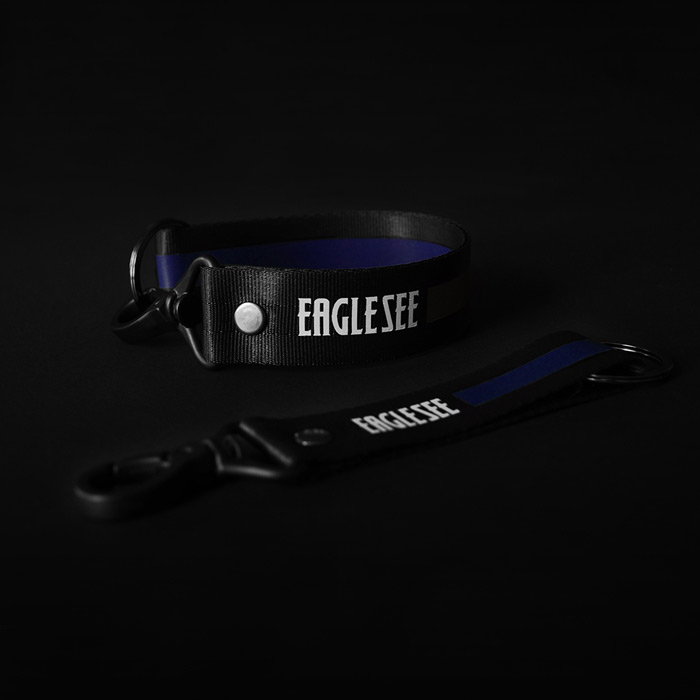 Small Dark Blue Text Line Lanyard