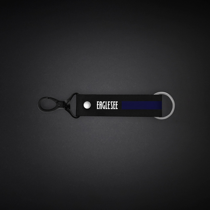 Small Dark Blue Text Line Lanyard