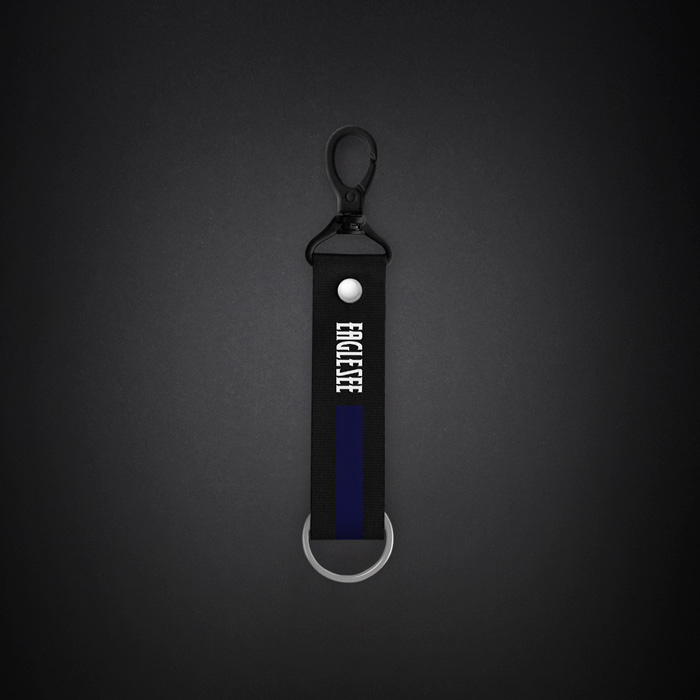 Small Dark Blue Text Line Lanyard