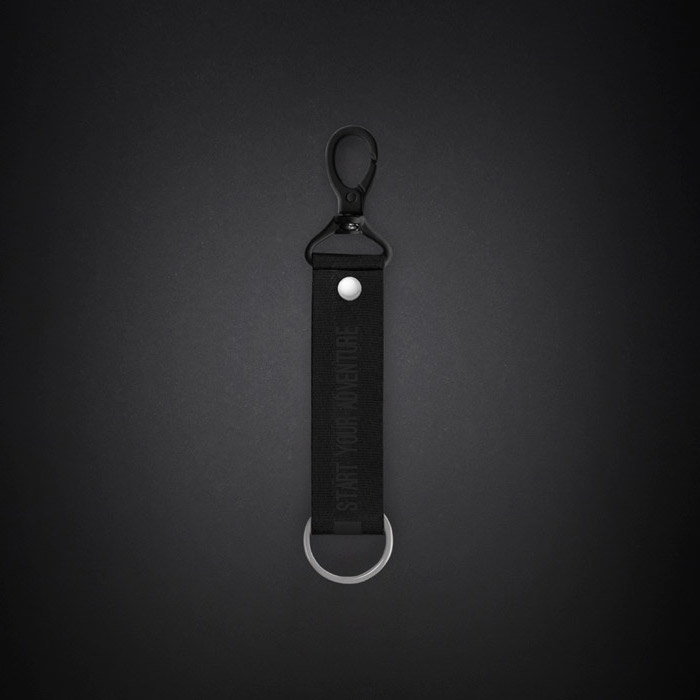 Small Black Text Line Lanyard